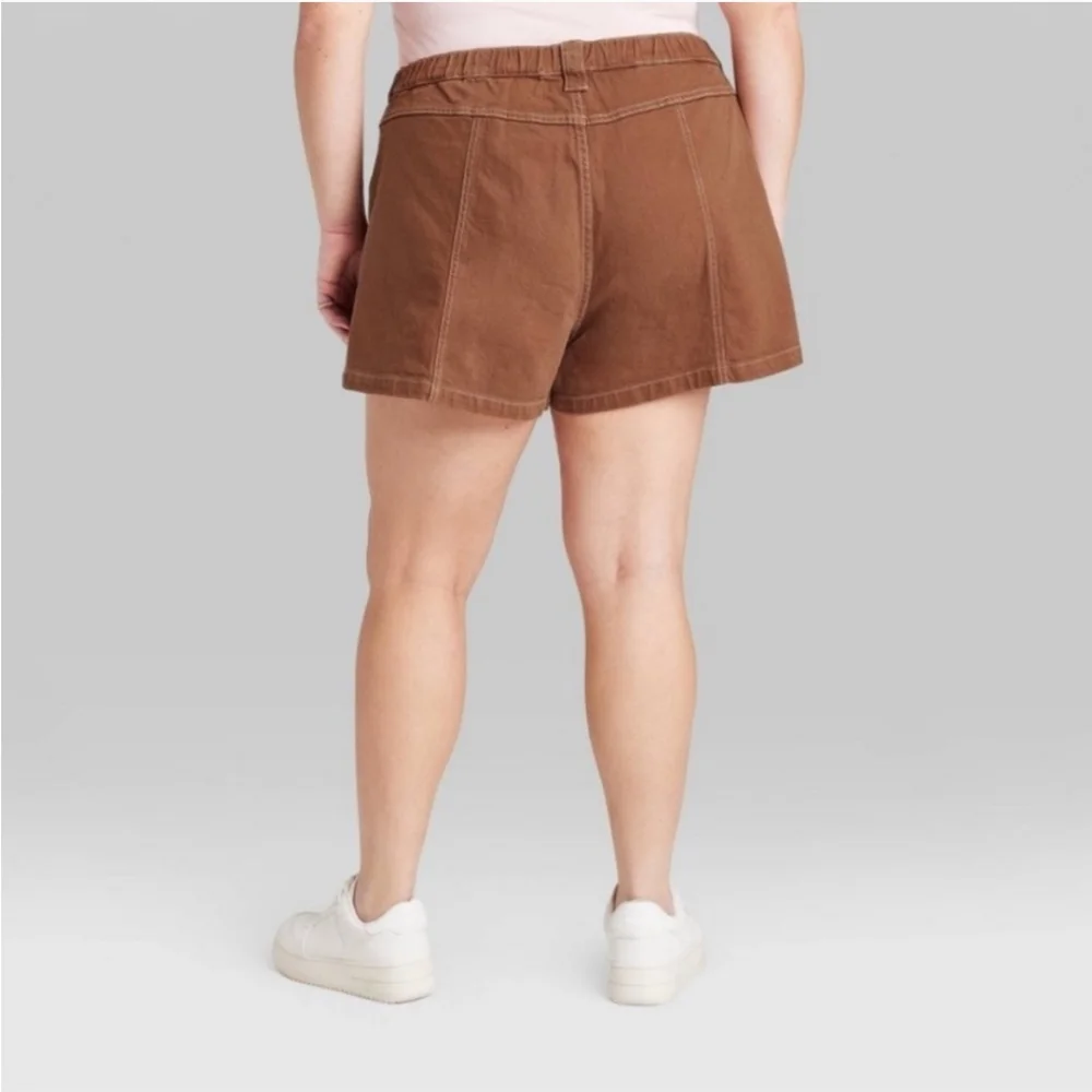 Wild Fable Brown Mid-Rise Utility Shorts Size Large NEW - Picture 5 of 7